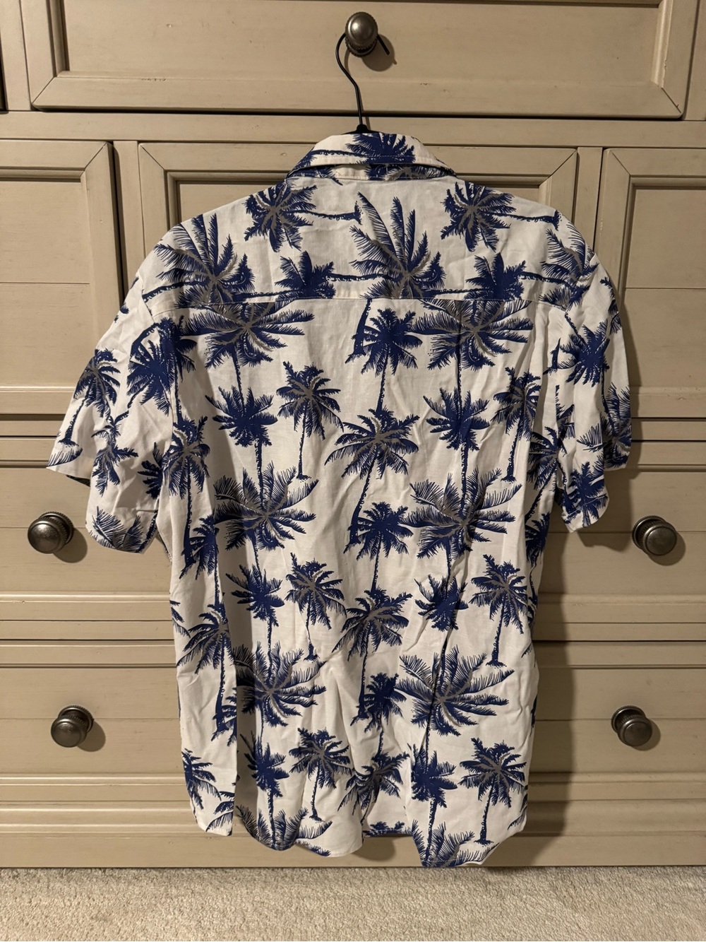 Adoni Men's White Short-Sleeve Palm-Print Button Down Shirt - Picture 2 of 3
